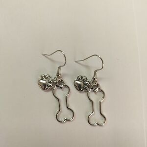 Handmade Dog Paw and Bone Earrings